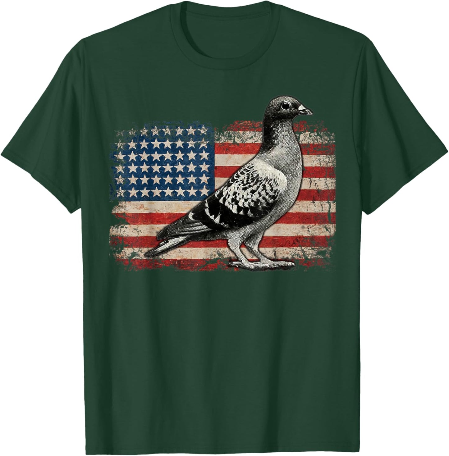 Pigeon American flag Bird 4th of July USA Patriotic USA flag Women Kids Men T-Shirt - T-Shirt | Forest