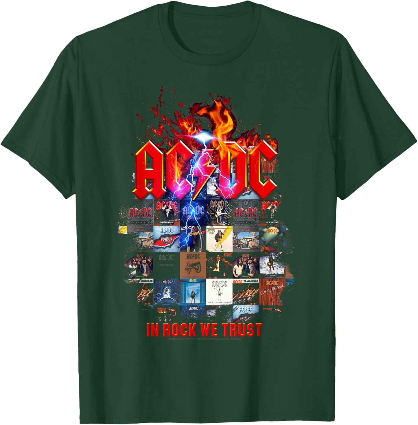 Official AC/DC In Rock We Trust Album Covers Rock Band Music T-Shirt - T-Shirt | Forest