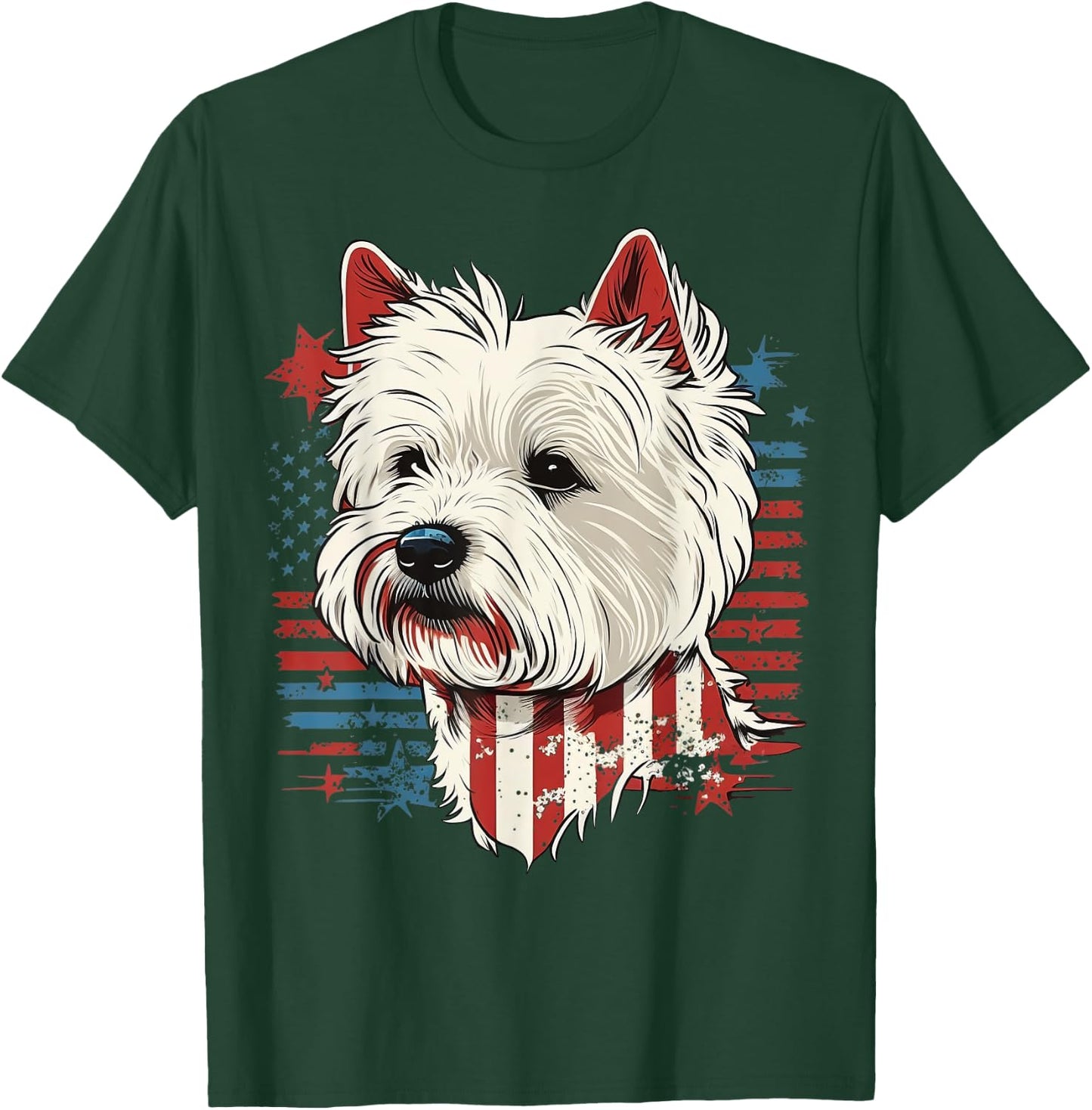 USA Westie Patriotic American West Highland White Terrier Kids Men T-Shirt - T-Shirt | Forest