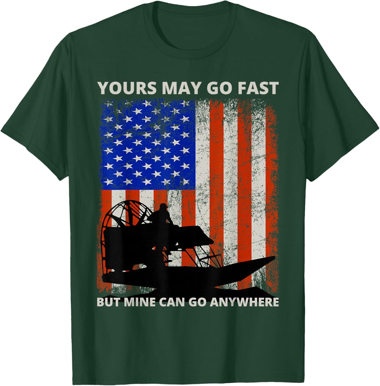 American Flag USA Airboat Fanboat Airboating Swamp boat T-Shirt - T-Shirt | Forest