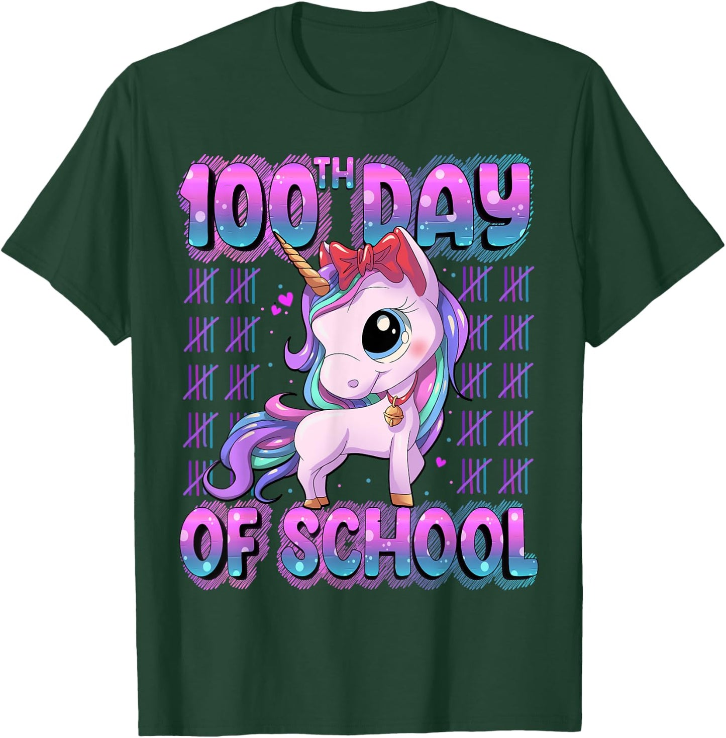 100 Days Of School Shirt Unicorn 100 Days Smarter 100th Day T-Shirt - T-Shirt | Forest