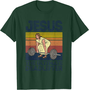 Vintage Jesus The Ultimate Deadlifter Funny Christian Gym T-Shirt - T-Shirt | Forest