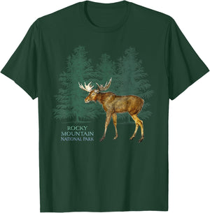Rocky Mountain National Park Colorado Moose Trees T-Shirt - T-Shirt | Forest