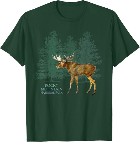 Rocky Mountain National Park Colorado Moose Trees T-Shirt - T-Shirt | Forest