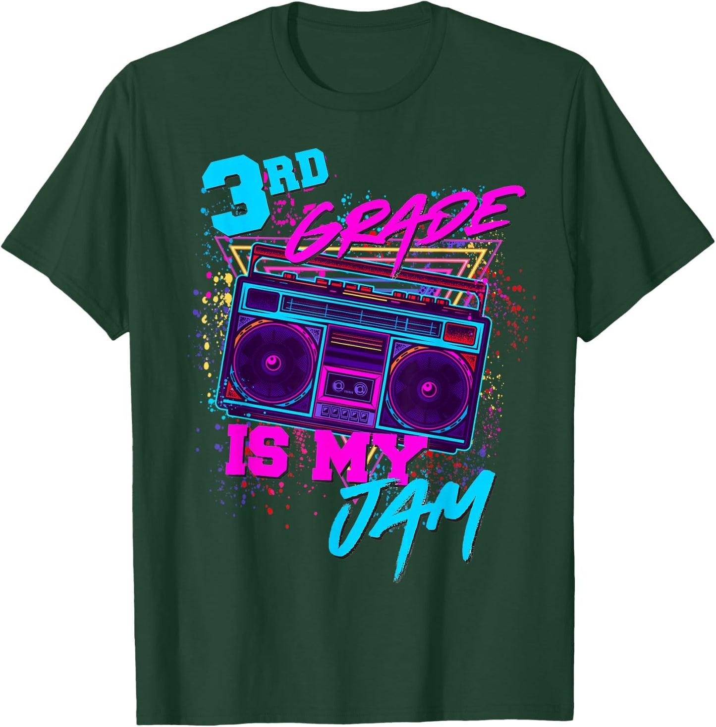 3rd Grade Is My Jam Third 80s 1980s Teacher Student Retro T-Shirt - T-Shirt | Forest