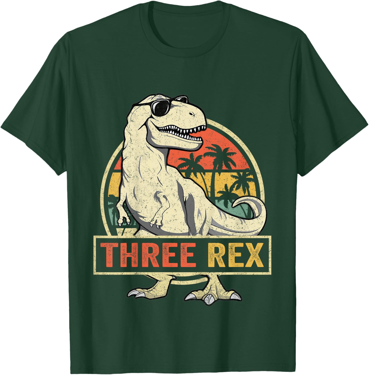 Three Rex 3rd Birthday Shirt Third Dinosaur 3 Year Old T-Shirt - T-Shirt | Forest