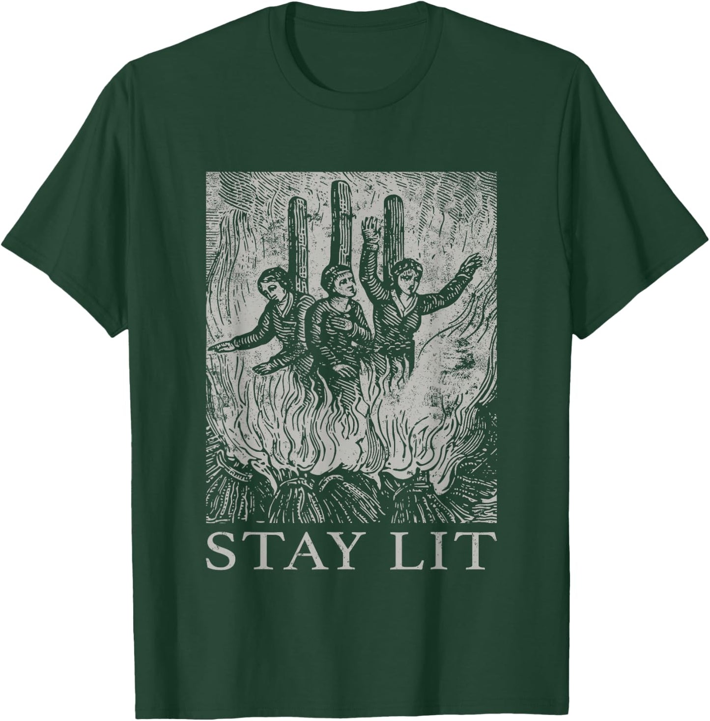 Occult Stay Lit Satan Devil Hell Unholy Antichrist Witch T-Shirt - T-Shirt | Forest