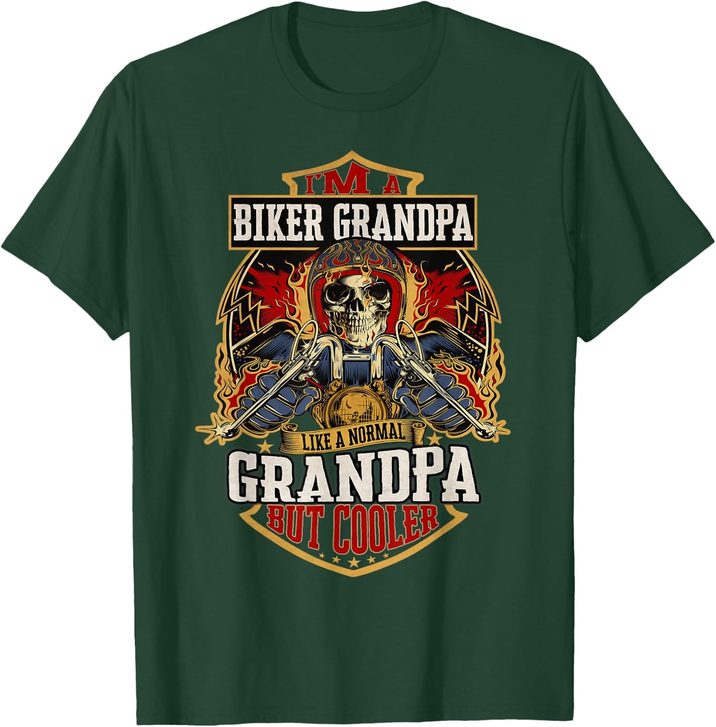 Biker Grandpa Like a Normal Grandpa But Cooler Father's Day T-Shirt - T-Shirt | Forest