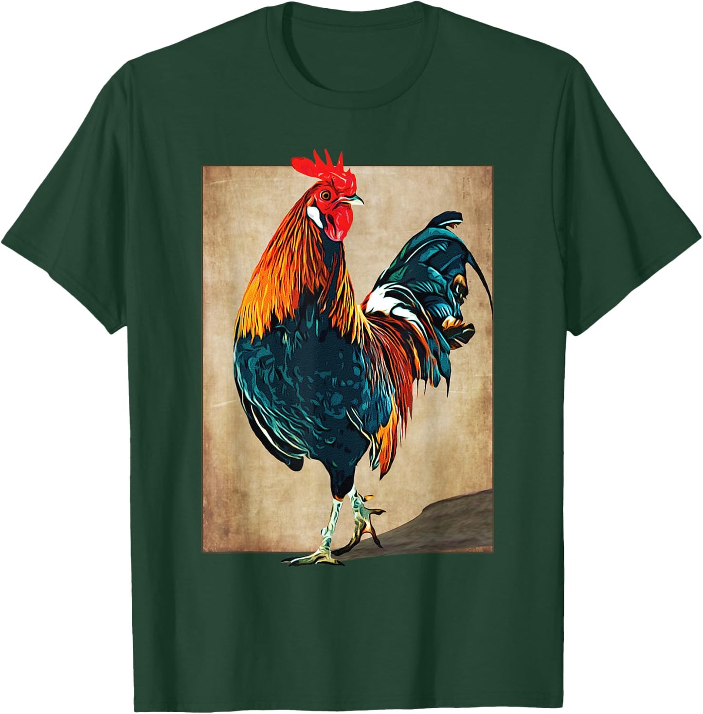 Rooster Male Chickens Awesome Cock Vintage T-Shirt - T-Shirt | Forest