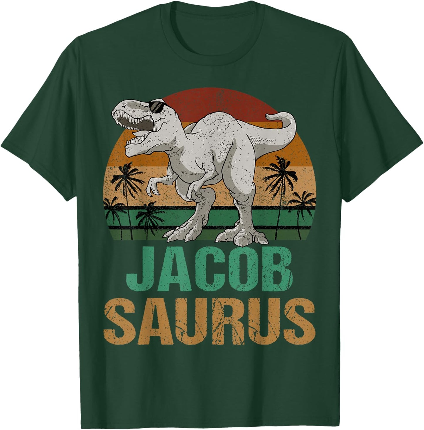 Jacob Saurus Dinosaur T Rex First Name Personalized T-Shirt - T-Shirt | Forest