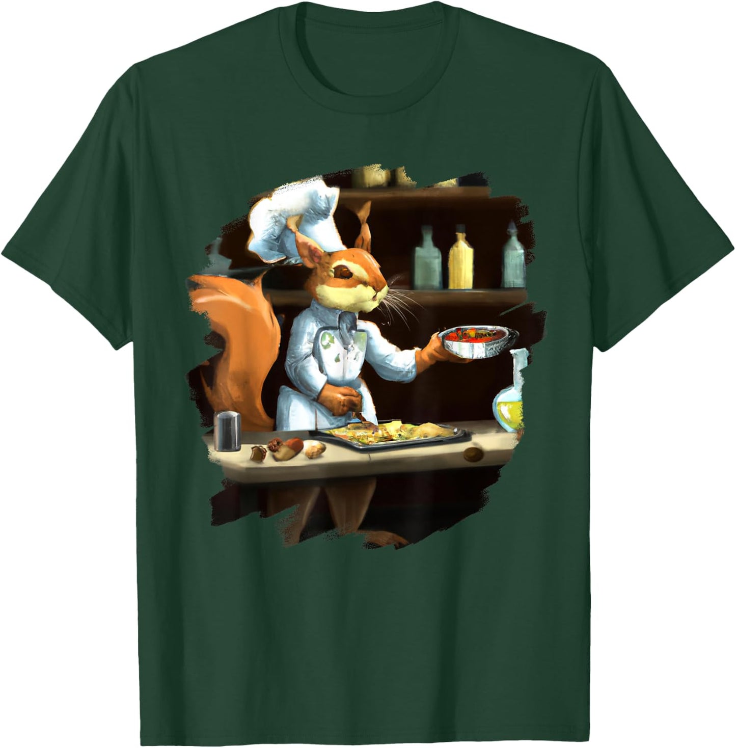 Funny Cute Squirrel Chef Cooking Food Squirrel T-Shirt - T-Shirt | Forest