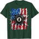 Pool Snooker Billiards Player 8 Ball USA American Flag T-Shirt - T-Shirt | Forest