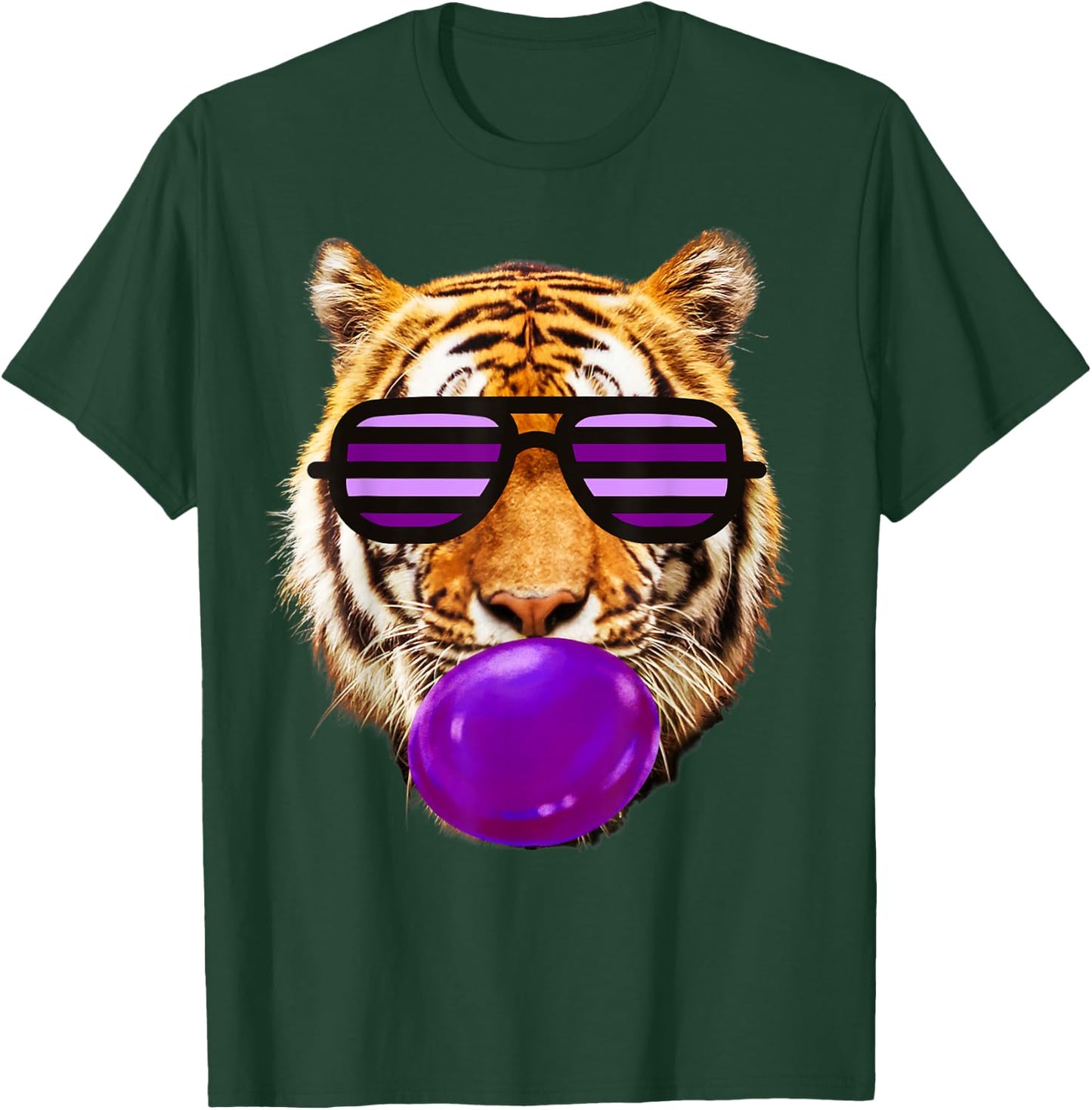 Purple bubble Gum tiger Stripe Cute Tiger face women T-Shirt - T-Shirt | Forest