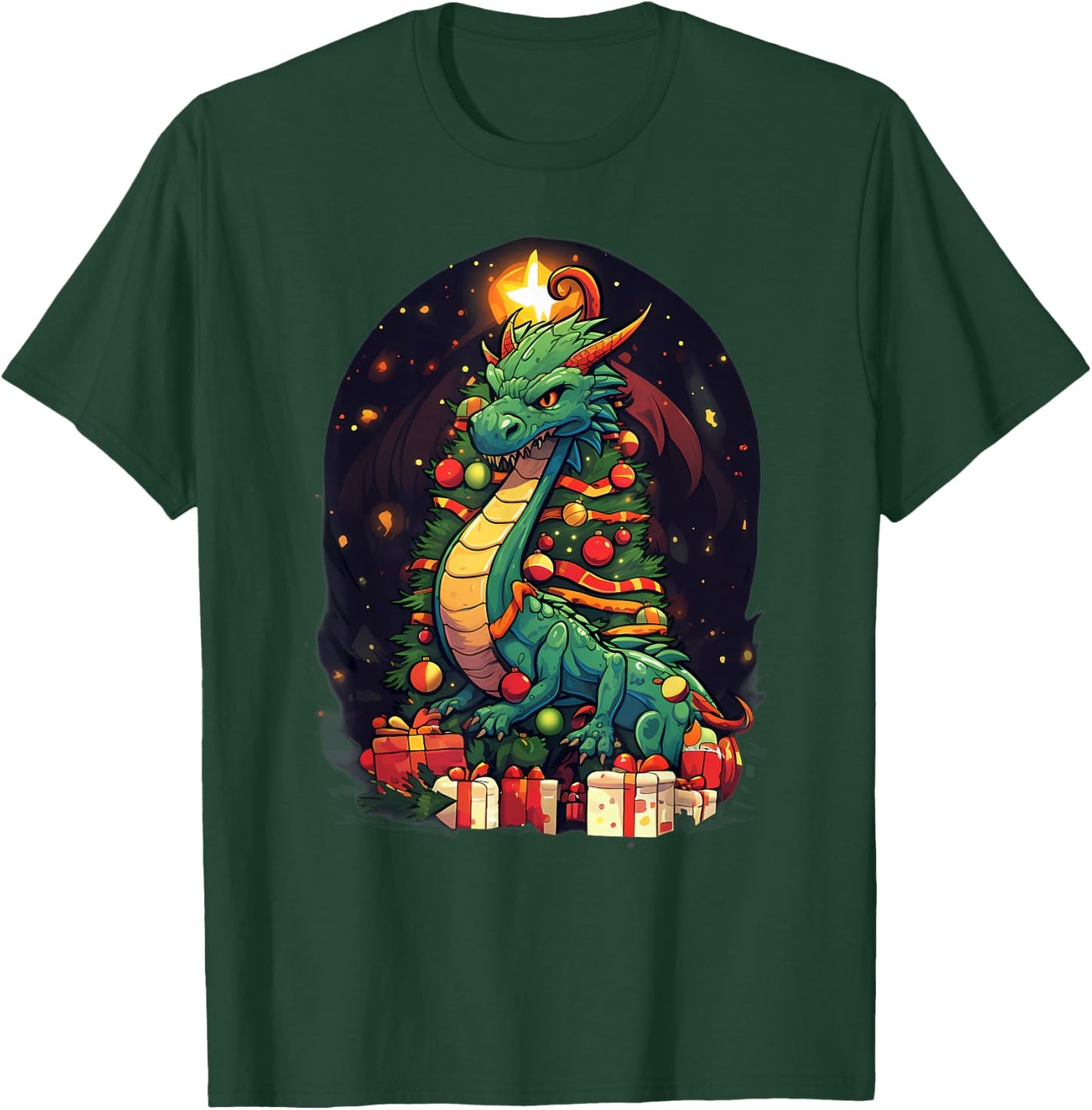 Xmas Dragon Pile Up Christmas Tree T-Shirt - T-Shirt | Forest