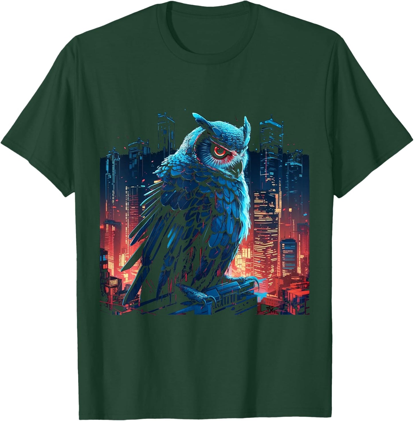 Owl Artwork - Animal Fantasy City Architecture Art Owl T-Shirt - T-Shirt | Forest