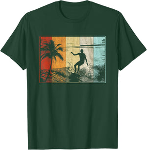 Beach Surfing Surfboard Vintage Retro Surfboarder Surfer T-Shirt - T-Shirt | Forest