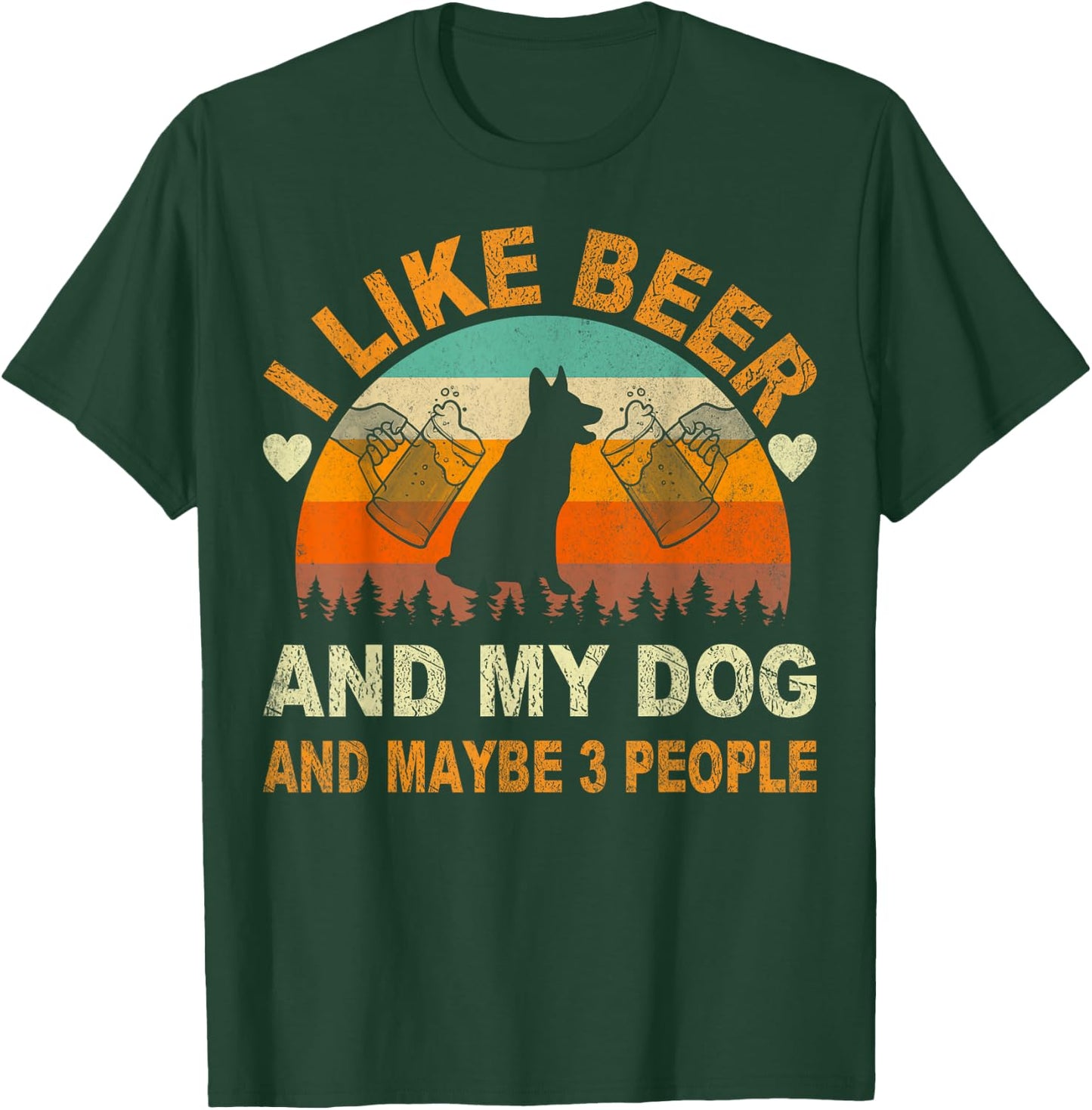 I Like Beer and My Dog And Maybe 3 People Funny Vintage Women T-Shirt - T-Shirt | Forest