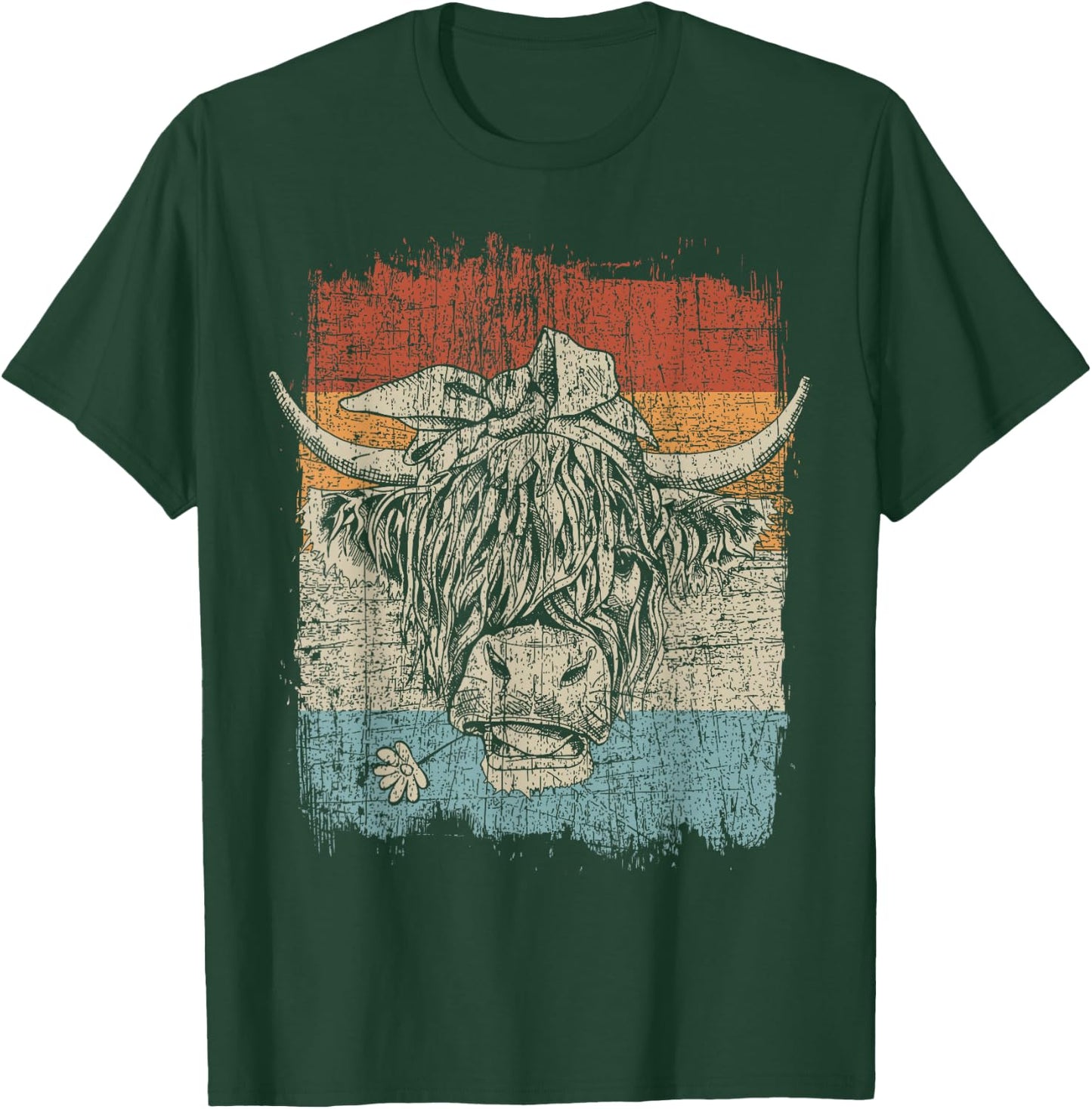 Scottish Highland Cow Cattle Hairy Cow Flowers Woman T-Shirt - T-Shirt | Forest
