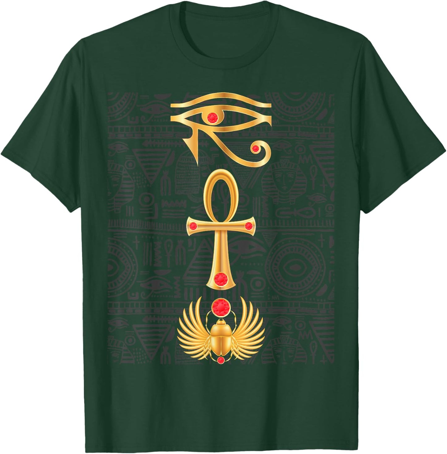 Eye of Horus Cross Ankh Scarab Hieroglyphs Ancient Egypt T-Shirt - T-Shirt | Forest