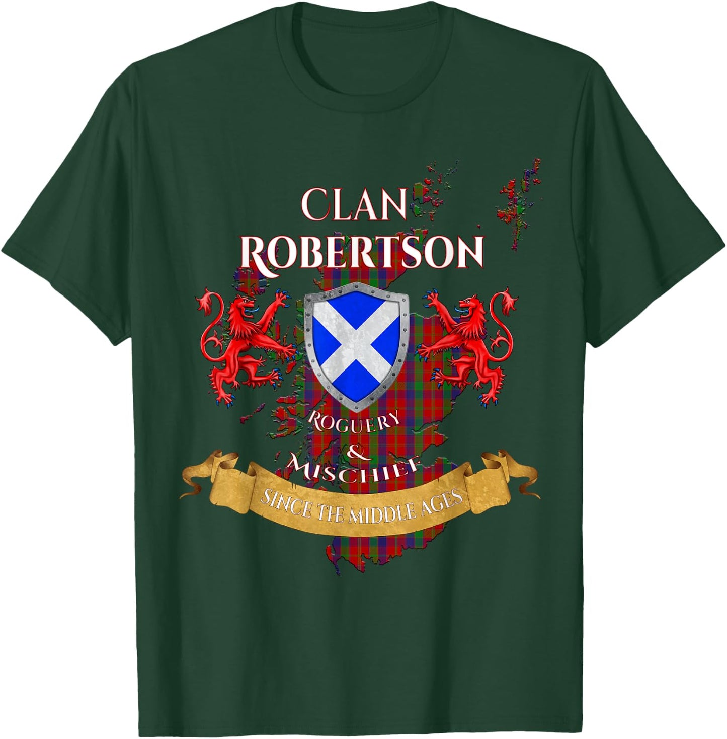 Robertson Scottish Family Clan Middle Ages Mischief T-Shirt - T-Shirt | Forest