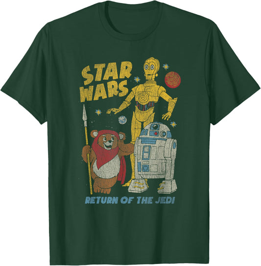 Star Wars Return Of The Jedi Droids & Ewok Vintage Comic T-Shirt - T-Shirt | Forest