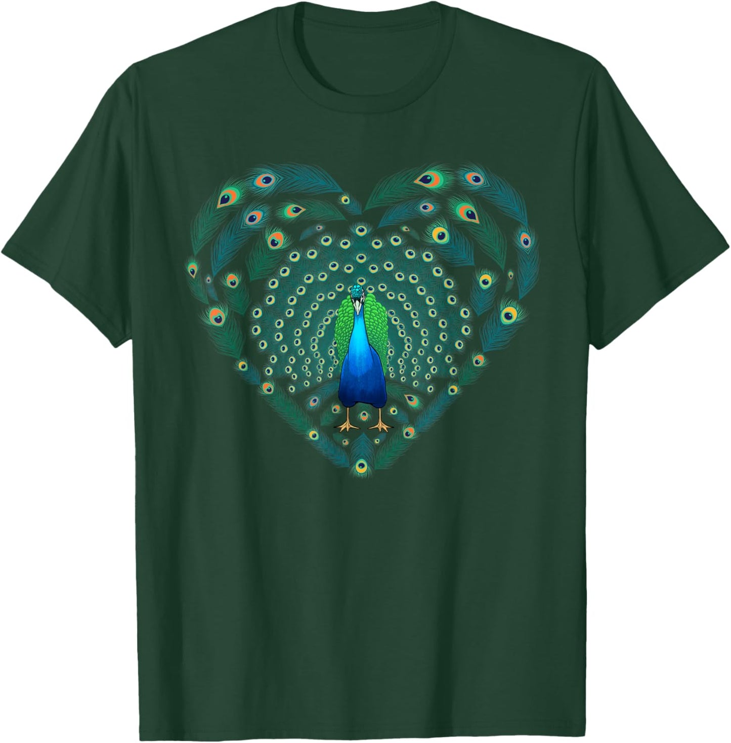 Cool Peacock Women Peacocks Feather Heart Bird Lover T-Shirt - T-Shirt | Forest