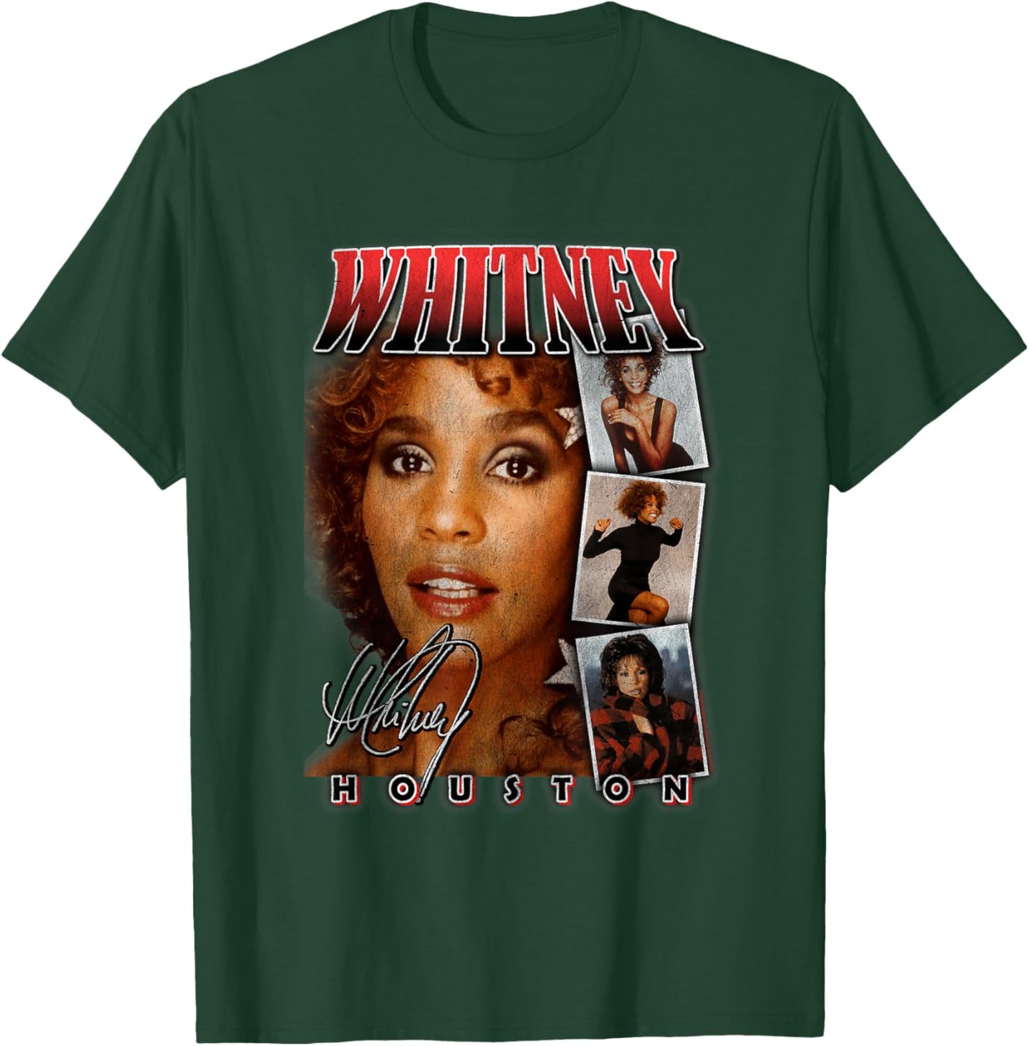 Whitney Houston Photo Collage with Signature T-Shirt - T-Shirt | Forest