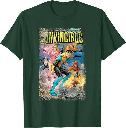 Invincible Distressed Cover - Teen Team T-Shirt - T-Shirt | Forest