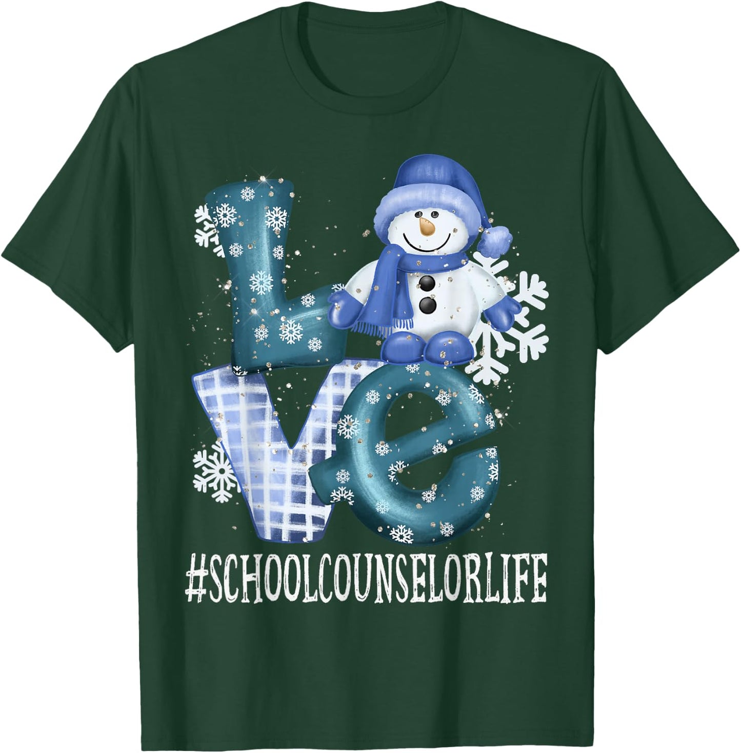 School Counselor Love Snowman Women Winter Season Christmas T-Shirt - T-Shirt | Forest