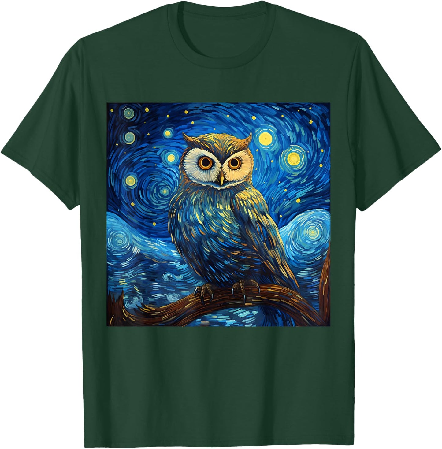 Surreal Starry Night Owl T-Shirt - T-Shirt | Forest