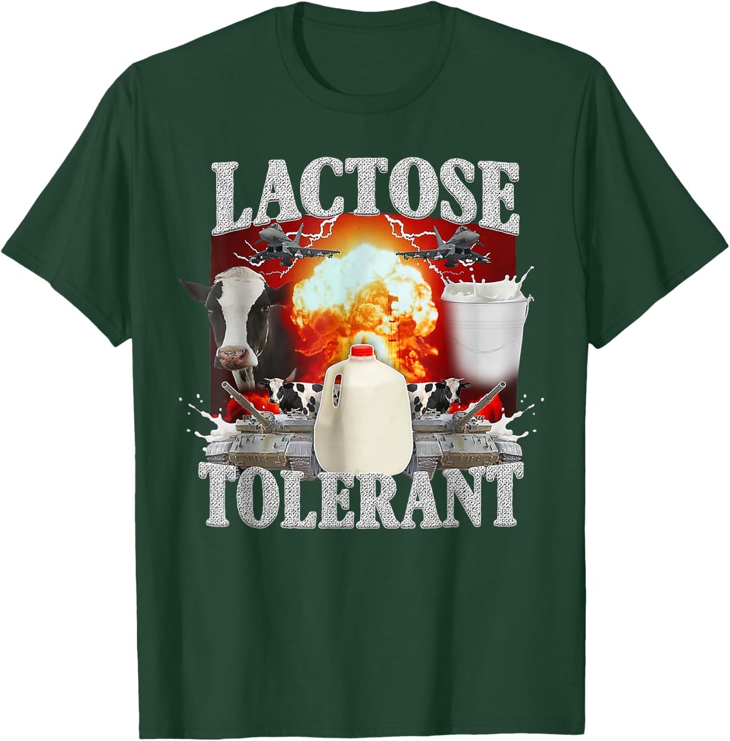 Lactose Tolerant Black Cotton , Men's Small, Classic Fit, Short Sleeve T-Shirt - T-Shirt | Forest