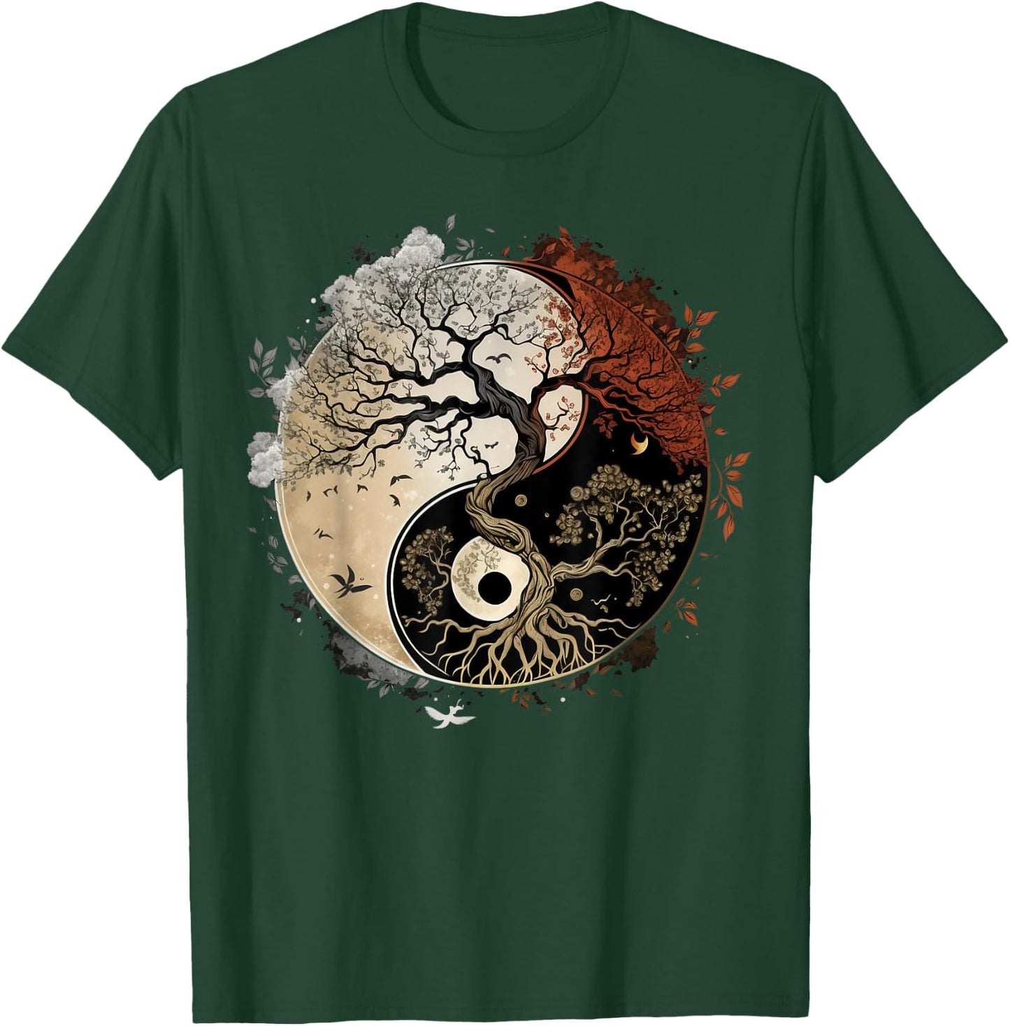 Tree of Life on buddhist Yin Yang Meditation T-Shirt - T-Shirt | Forest