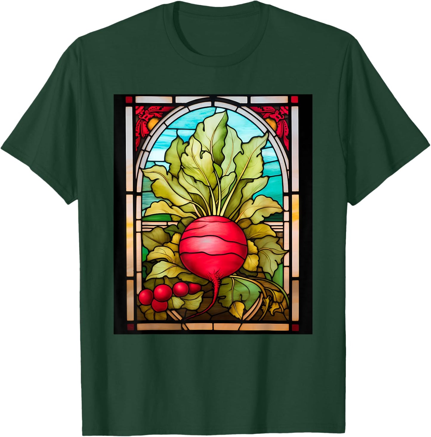 Stained Glass Style Radish T-Shirt - T-Shirt | Forest