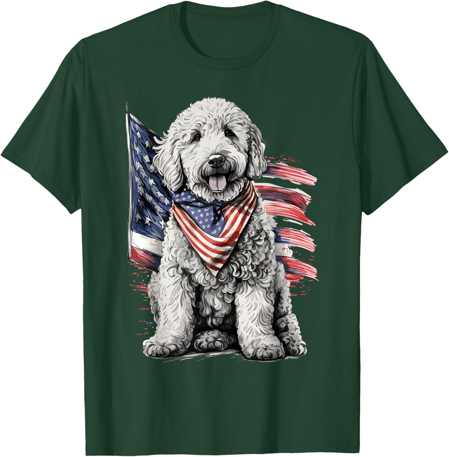 Goldendoodle 4th of July Patriotic Golden Doodle Dog T-Shirt - T-Shirt | Forest