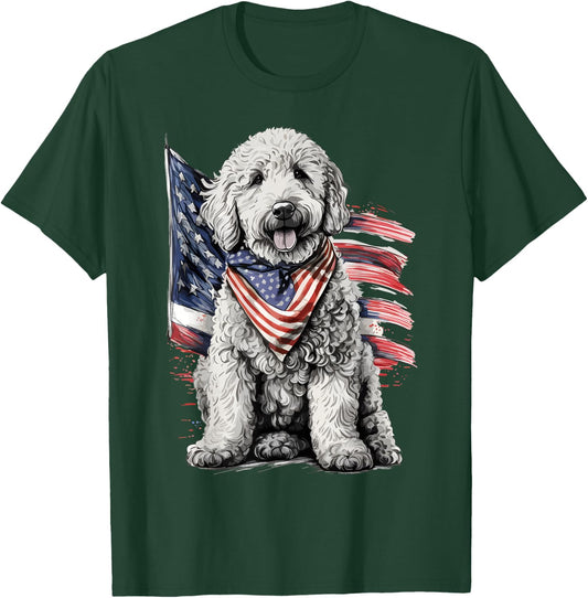 Goldendoodle 4th of July Patriotic Golden Doodle Dog T-Shirt - T-Shirt | Forest