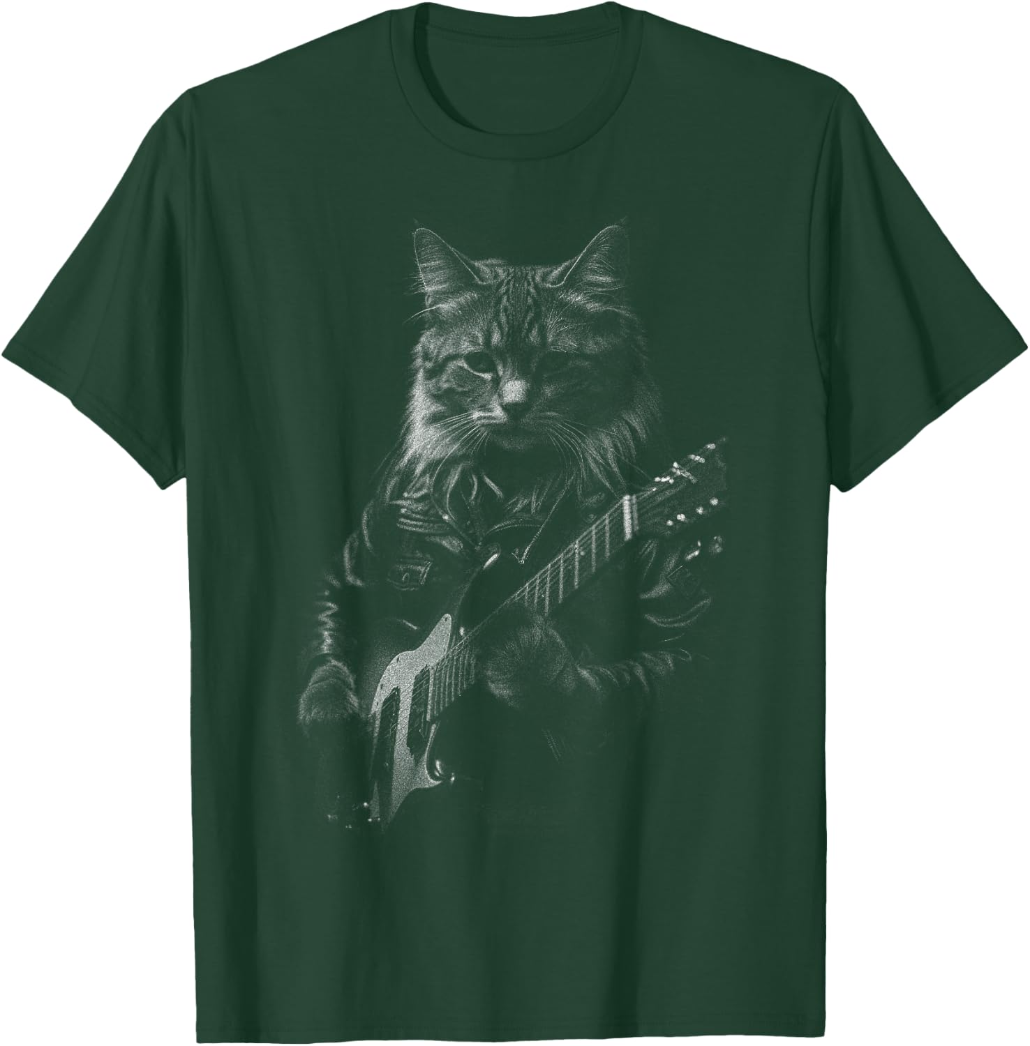Rock Cat Playing Guitar - Funny Guitar Cat T-Shirt - T-Shirt | Forest