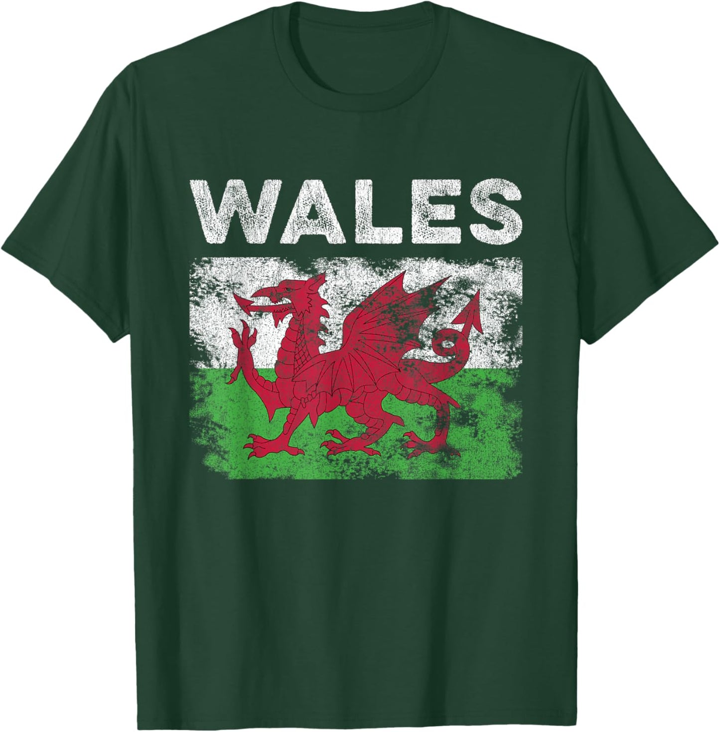 Wales Flag Distressed - Men Women Kids - Welsh Flag T-Shirt - T-Shirt | Forest