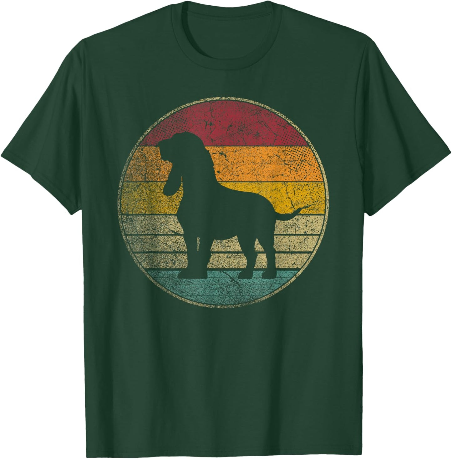 Bassett Hound Dog Vintage Silhouette 70s Retro Distressed T-Shirt - T-Shirt | Forest