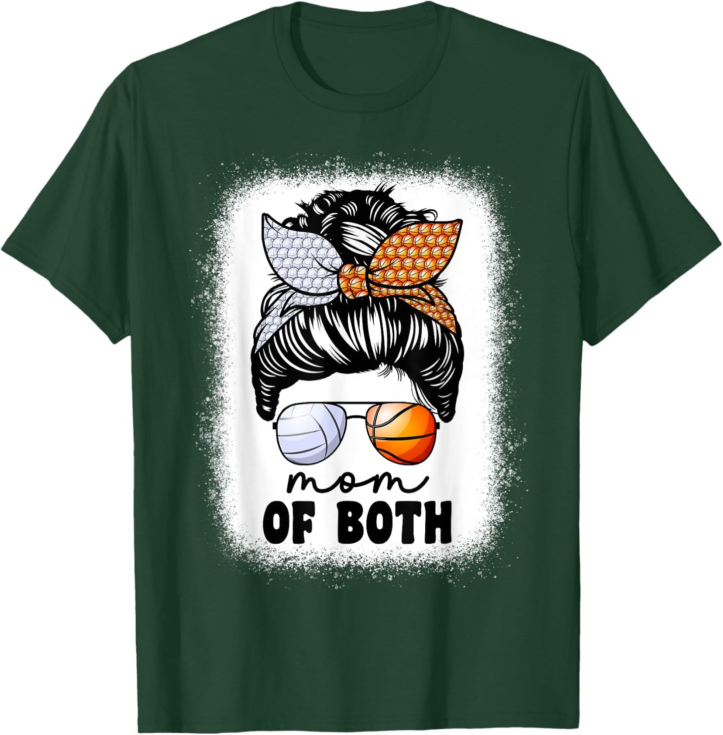 Mom Of Both Volleyball And Basketball Mom Mama T-Shirt - T-Shirt | Forest