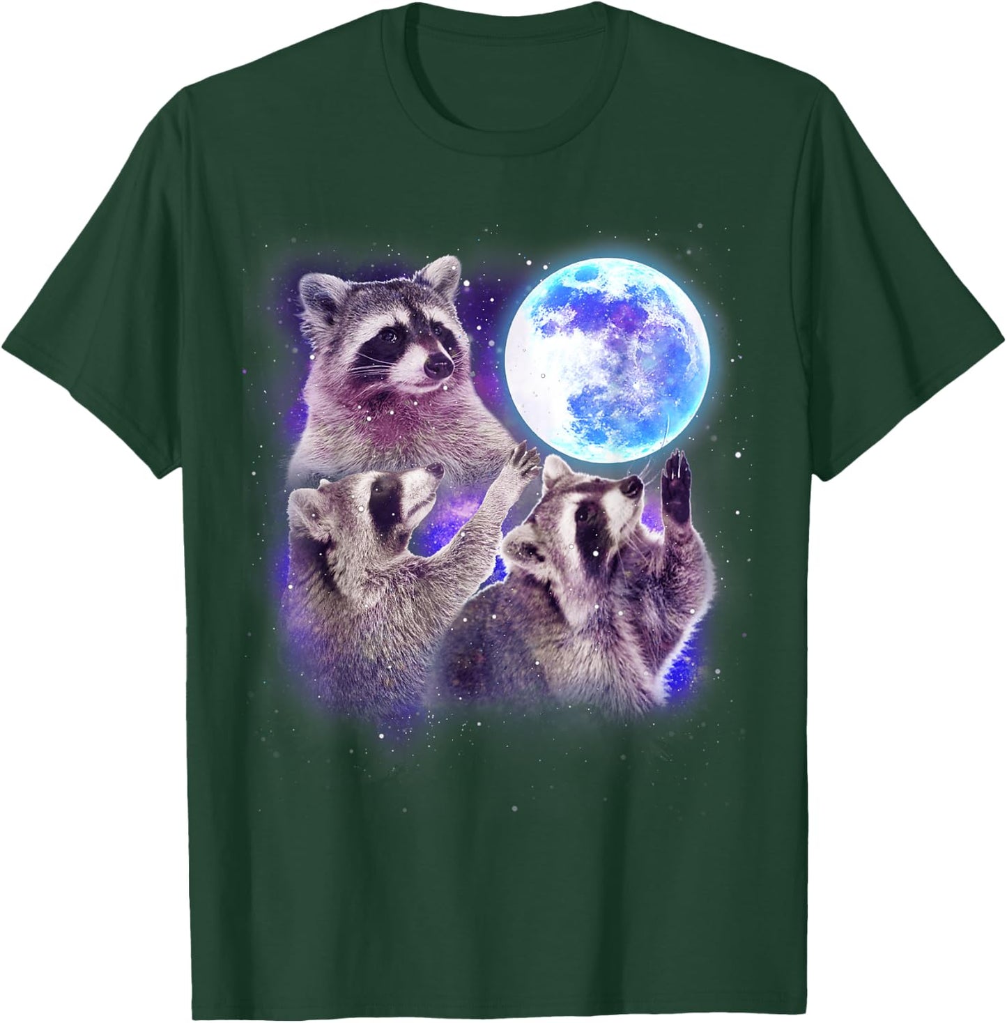 Three Raccoon Moon Funny 3 Wolves Parody Racoon Space Galaxy T-Shirt - T-Shirt | Forest