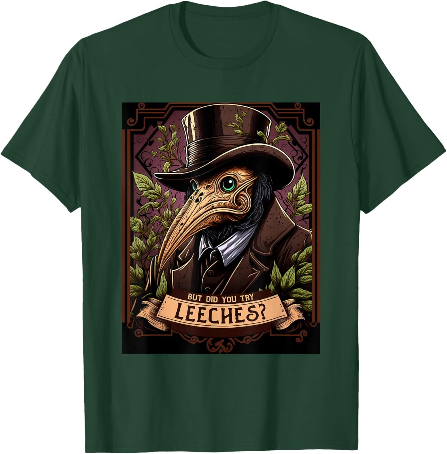 The Leech-Bearing Plague Doctor - Middle Ages Medical Retro T-Shirt - T-Shirt | Forest