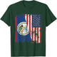 Belize USA Flag Distressed - Half American T-Shirt - T-Shirt | Forest