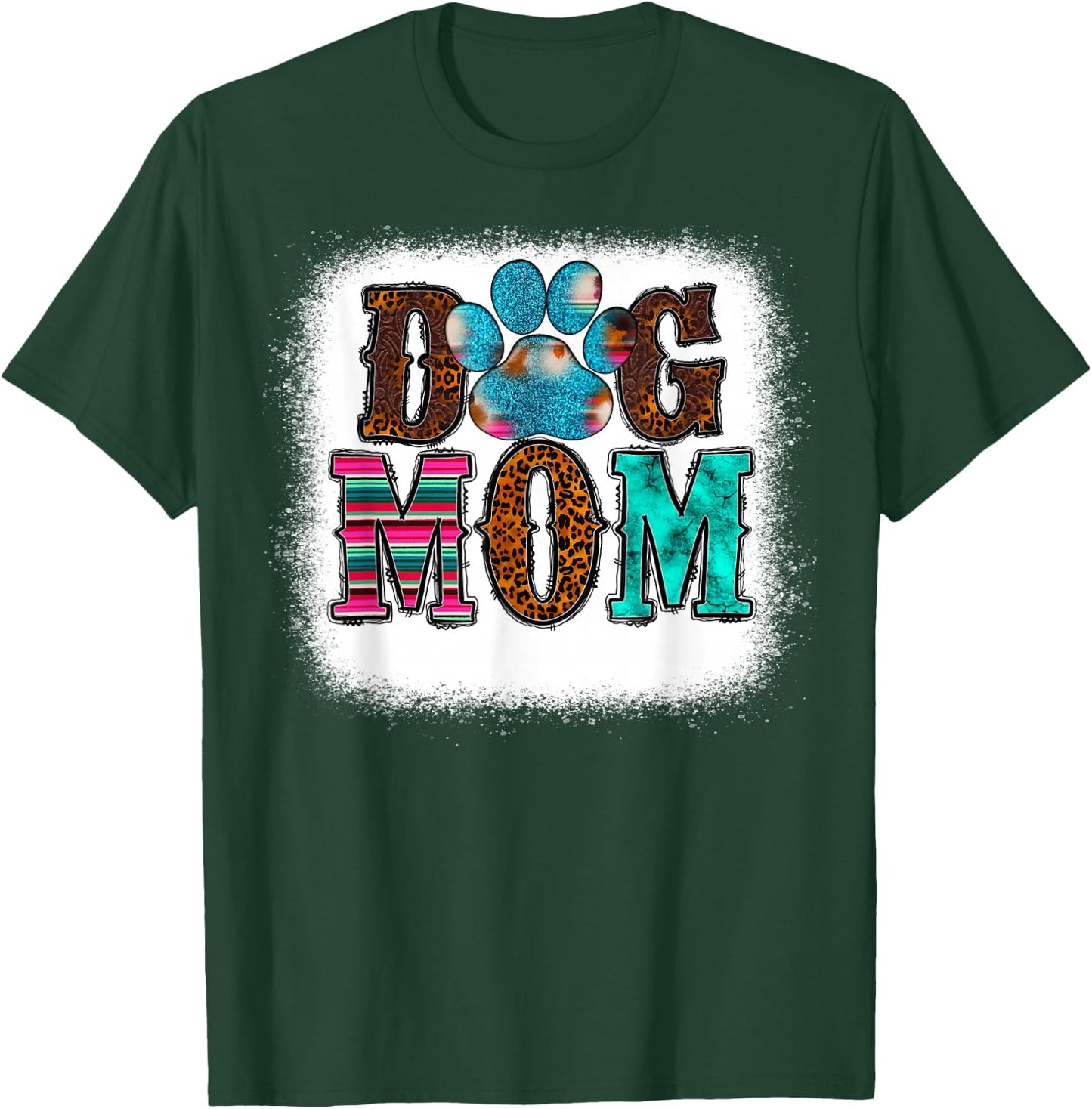 Women Tie Dye Leopard Dog Mama for Mom Mother's Day Dog love T-Shirt - T-Shirt | Forest