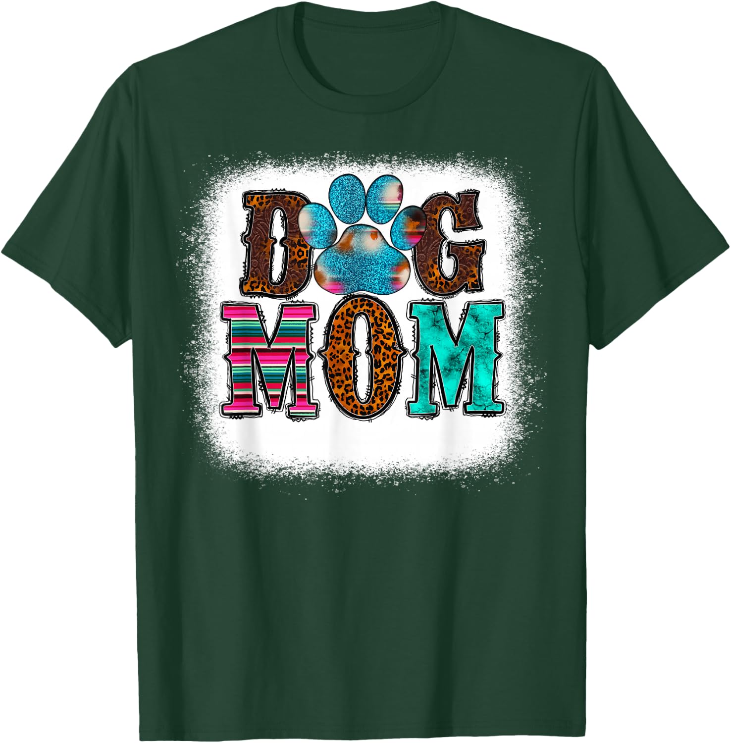 Women Tie Dye Leopard Dog Mama for Mom Mother's Day Dog love T-Shirt - T-Shirt | Forest