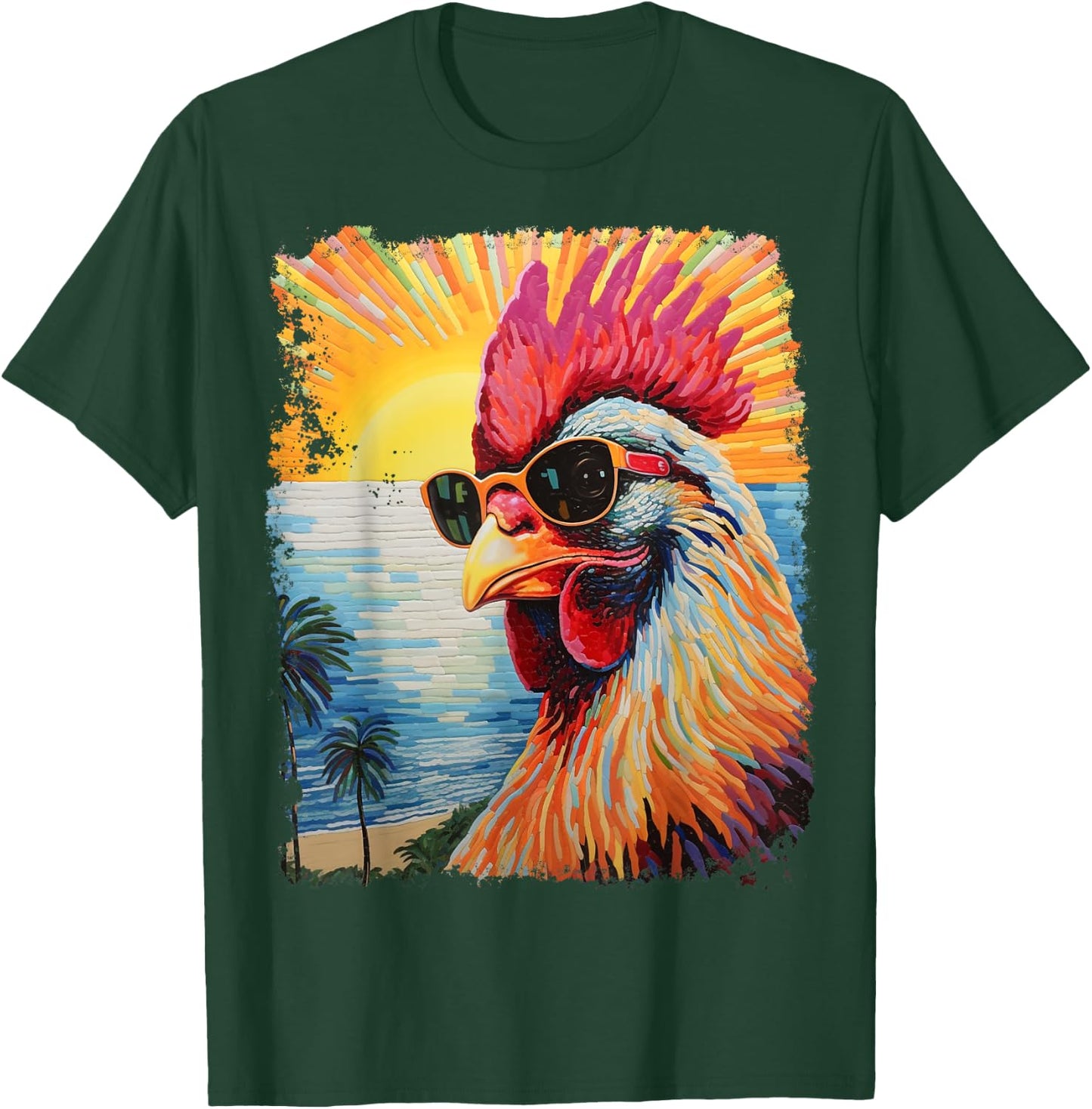 Pop Art Colorful Hawaiian Chicken T-Shirt - T-Shirt | Forest