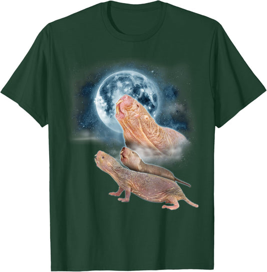 Mole Rat Shirt Howling at the Moon - Funny Naked Mole Rat T-Shirt - T-Shirt | Forest