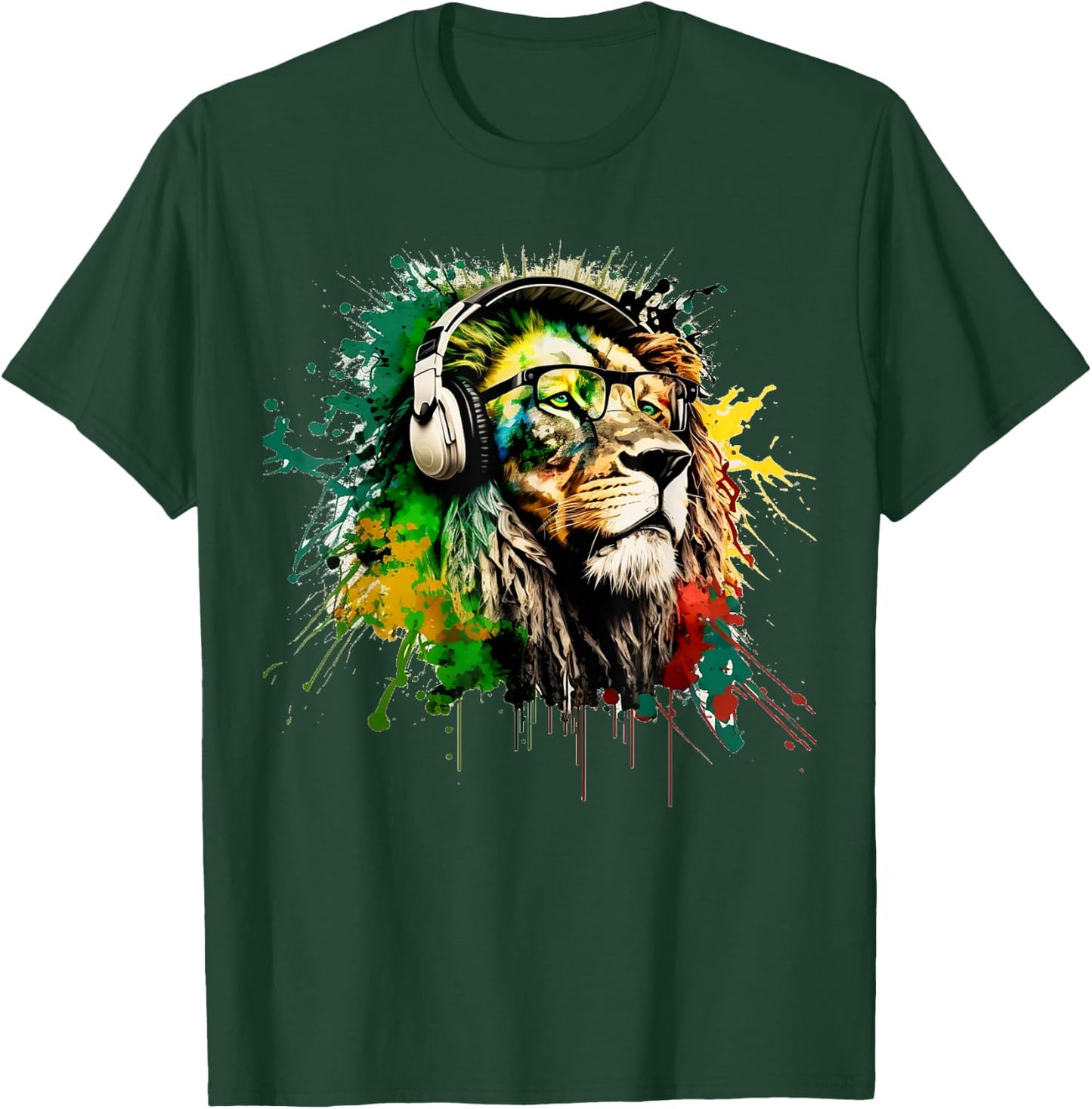 Rasta Lion Stylish Rastafari Design Reggae & Jamaica Vibes T-Shirt - T-Shirt | Forest