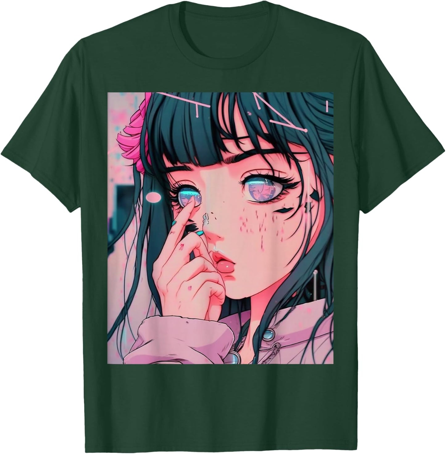 Anime Girl Vaporwave Egirl Aesthetic Japanese Otaku T-Shirt - T-Shirt | Forest