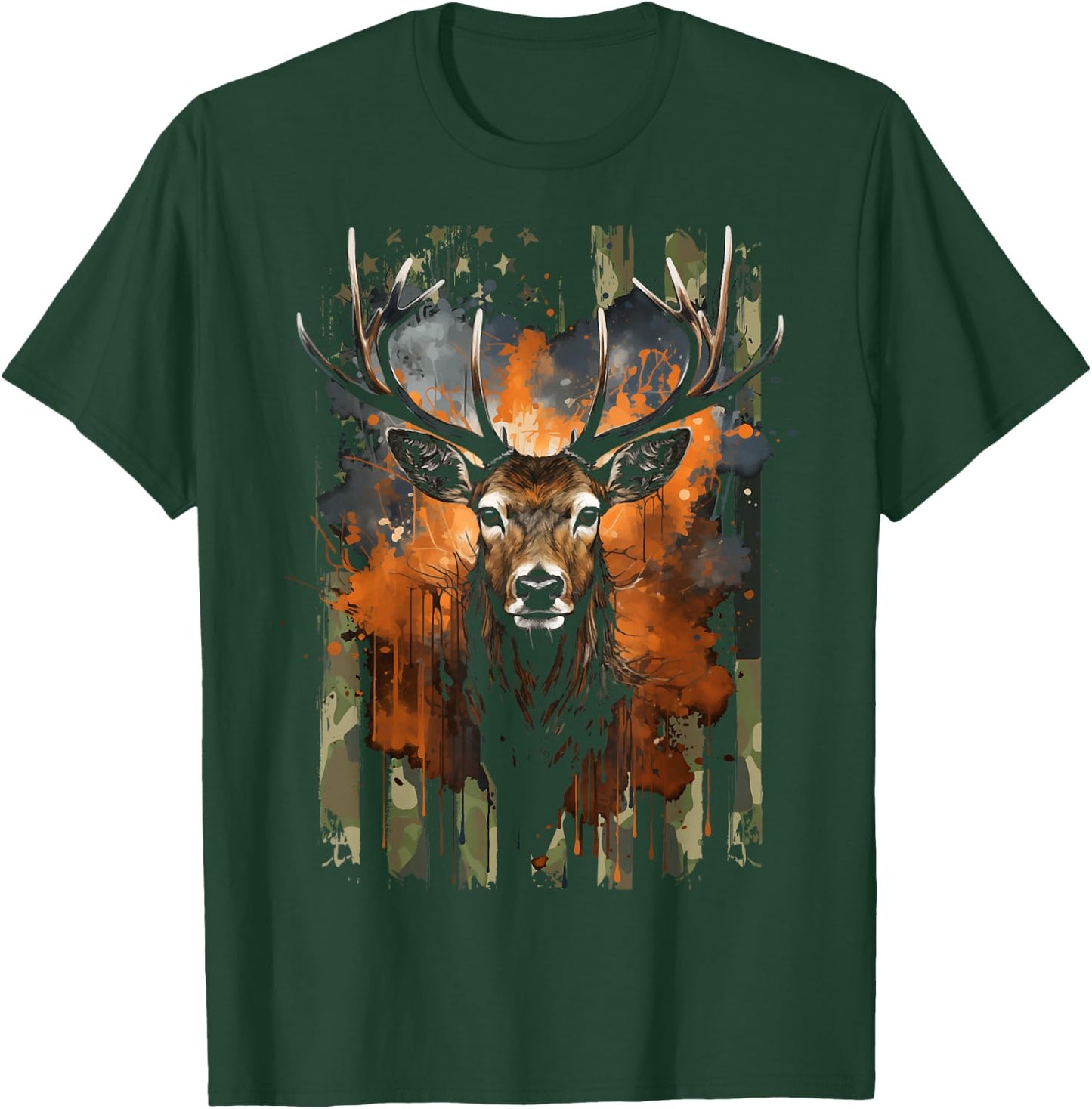 Deer Hunting Camo US Flag for Hunter T-Shirt - T-Shirt | Forest