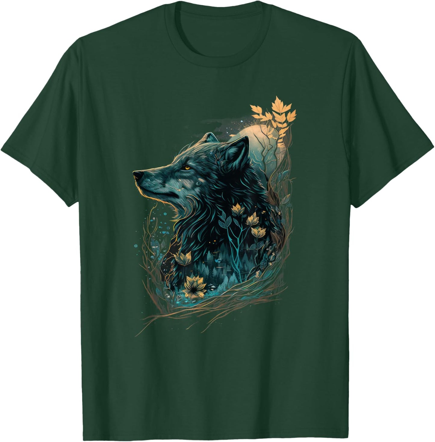 Fairycore Floral Wolf | Aesthetic Girls Dark Grunge Wolves T-Shirt - T-Shirt | Forest